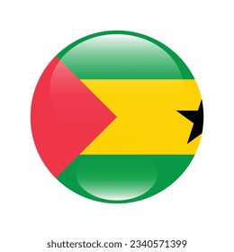 Flag of SAO Tome and Principe. Flag icon. Standard color. Circle icon flag. 3d illustration. Computer illustration. Digital illustration. Vector illustration.