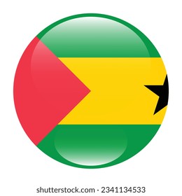 Flag of SAO Tome and Principe. Flag icon. Standard color. Circle icon flag. 3d illustration. Computer illustration. Digital illustration. Vector illustration.