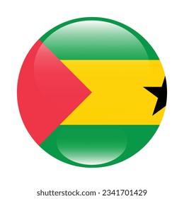 Flag of SAO Tome and Principe. Flag icon. Standard color. Circle icon flag. 3d illustration. Computer illustration. Digital illustration. Vector illustration.