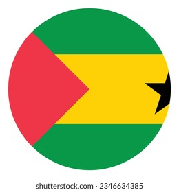 Flag of SAO Tome and Principe. Flag icon. Standard color. Circle icon flag. Computer illustration. Digital illustration. Vector illustration.