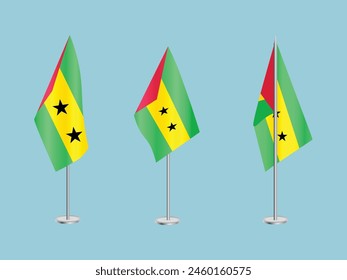 Flag of Sao Tome and Principe with silver pole