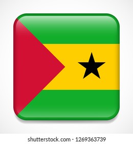 Flag of Sao Tome and Principe. Square glossy badge