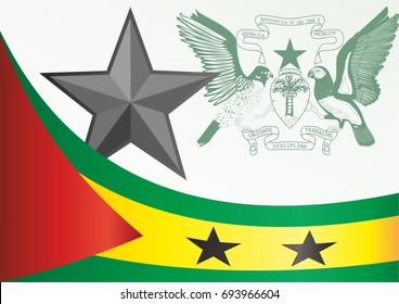 flag of Sao Tome and Principe, template for the award, an official document with the flag and the symbol of Sao Tome and Principe