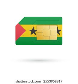 Flag of Sao Tome and Principe. Vector illustration of SIM Card with flag on white background