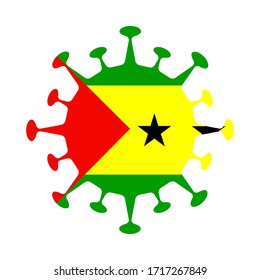 Flag of Sao Tome and Principe in virus shape. Country sign. Vector illustration.