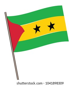 Flag of sao tome and principe , sao tome and principe flag waving isolated vector illustration