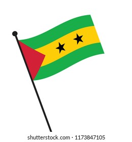 Flag of SaoTomeandPrincipe,SaoTomeandPrincipe flag waving isolated vector illustration
