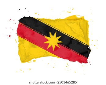 Flag of  Sarawak,  brush stroke background.  Flag State Sarawak of Malaysia on white background. Watercolor style for your design, app, UI.  EPS10