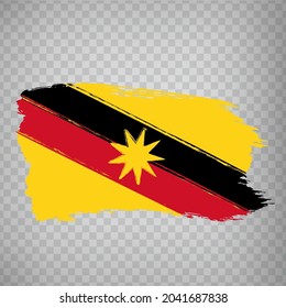 Flag Sarawak brush strokes. Flag  Sarawak State  on transparent background for your web site design, app, UI. Malaysia. EPS10.