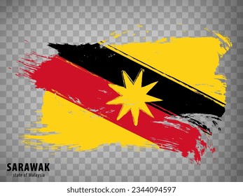 Flag Sarawak brush strokes. Flag  Sarawak State  on transparent background for your web site design, app, UI. Malaysia. EPS10.