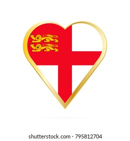 Flag of Sark in the shape of Heart, symbol of Love Gold version.