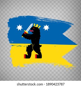 Flag Satakunta Region  brush strokes. Flag of  Satakunta Region on transparent background for your web site design, app, UI.  Finland. EPS10.