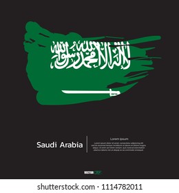 Flag of Saudi Arabia with brush stroke, grunge style background vector.