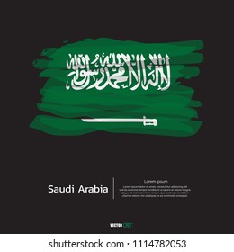 Flag of Saudi Arabia with brush stroke, grunge style background vector.