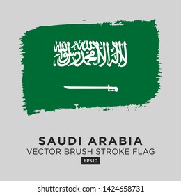 Flag of Saudi Arabia in Brush Stroke Vector. Brush Stroke Background