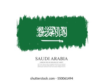 Flag of Saudi Arabia, brush stroke background