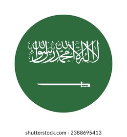 Flag of Saudi Arabia. Button flag icon. Standard color. Circle icon flag. Computer illustration. Digital illustration. Vector illustration.