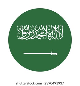 Flag of Saudi Arabia. Button flag icon. Standard color. Circle icon flag. Computer illustration. Digital illustration. Vector illustration.