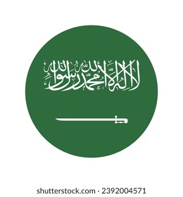 Flag of Saudi Arabia. Button flag icon. Standard color. Circle icon flag. Computer illustration. Digital illustration. Vector illustration.