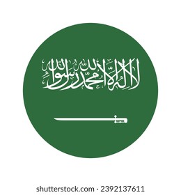 Flag of Saudi Arabia. Button flag icon. Standard color. Circle icon flag. Computer illustration. Digital illustration. Vector illustration.