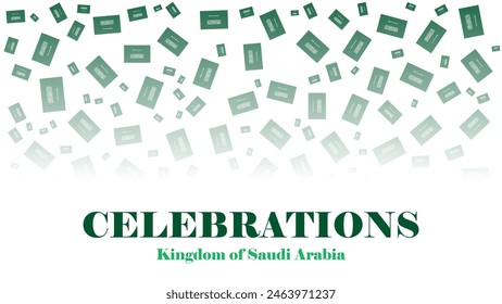 FLAG OF SAUDI ARABIA. Celebration illustration, banner, design, poster, vector illustration, with white gradient, isolated on white background, EPS file format.