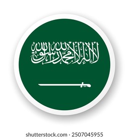 Flag of Saudi Arabia flat icon. Round vector element with shadow. Best for mobile apps, UI and web design.