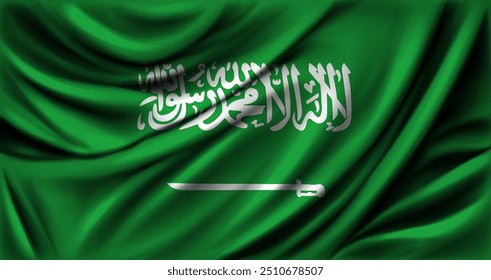 Bandeira da ARÁBIA SAUDITA saltando de perto. Ilustração vetorial.