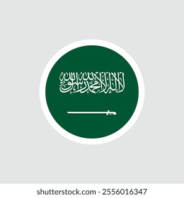 Flag of Saudi Arabia. Saudi green flag with ligature and saber. State symbol of the Kingdom of Saudi Arabia.