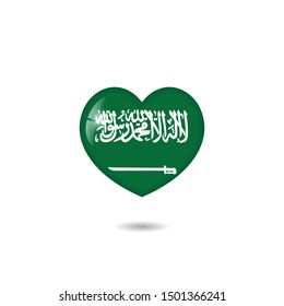 Flag of Saudi Arabia heart 3d, Saudi Arabia flag template design. Vector Eps 10