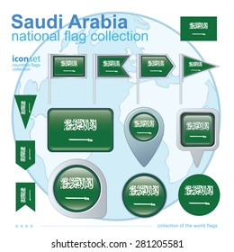 Flag of Saudi Arabia, icon collection, vector illustration