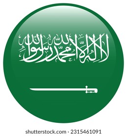 Flag of Saudi Arabia. Flag icon. Standard color. A round flag. Computer illustration. Digital illustration. Vector illustration.
