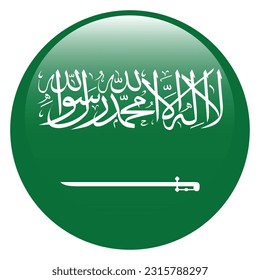 Flag of Saudi Arabia. Flag icon. Standard color. A round flag. Computer illustration. Digital illustration. Vector illustration.