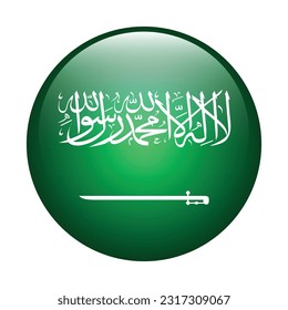 Flag of Saudi Arabia. Flag icon. Standard color. The round flag. 3d illustration. Computer illustration. Digital illustration. Vector illustration.