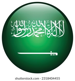 Flag of Saudi Arabia. Flag icon. Standard color. The round flag. 3d illustration. Computer illustration. Digital illustration. Vector illustration.