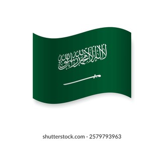 Flag of Saudi Arabia icon. Wavy vector element with shadow. Best for mobile apps, UI and web design.