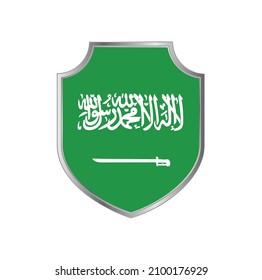 Flag of Saudi Arabia with silver frame
