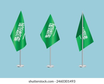 Flag of Saudi Arabia with silver pole