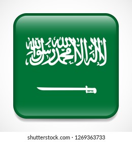 Flag of Saudi Arabia. Square glossy badge