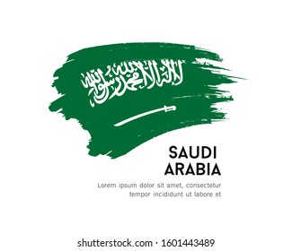 Flag of saudi arabia vector brush stroke design isolated on white background, illustration