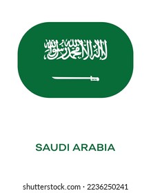 Flag of Saudi Arabia, Saudi Arabia flag vector illustration, Saudi Arabia flag in rounded corner, Button style Saudi Arabia flag.