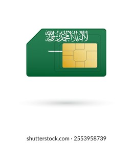 Flag of Saudi Arabia. Vector illustration of SIM Card with flag on white background