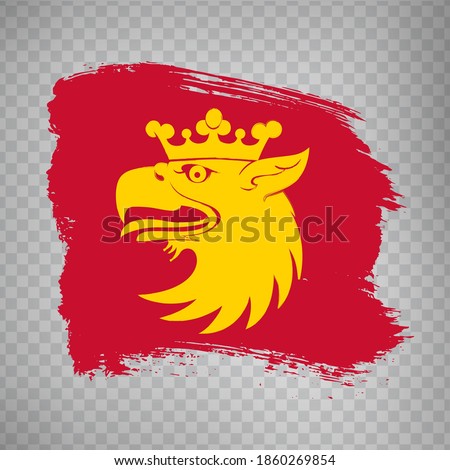 Flag Scania County  brush strokes. Flag of Scania County on transparent background for your web site design, app, UI. Sweden. EPS10.