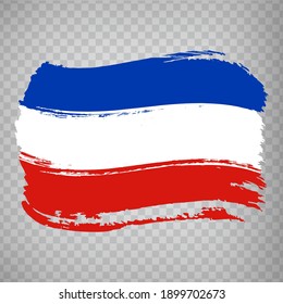 Flag of  Schleswig-Holstein from brush strokes. Germany. High quality map and flag Schleswig-Holstein for your web site design, app  on transparent background.  EPS10.