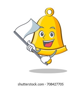 With flag school bell character cartoon