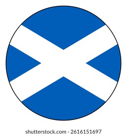 Flag of Scotland. Black edge. Scotland circle flag logo icon computer vector illustration design.