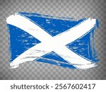 Flag of Scotland from brush strokes. United Kingdom.  Waving Flag Scotland  on transparent background for your web site design,  app, UI. Stock vector.  EPS10.