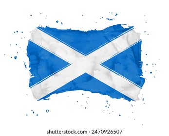 Flag of  Scotland from brush strokes. United Kingdom. Watercolor style for your design. Flag Scotland on white background for your web site design, app, UI. EPS10.