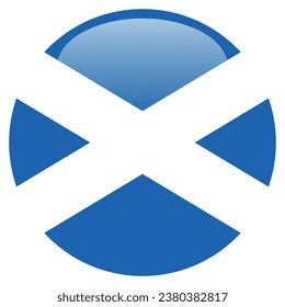 Die Flagge Schottlands. Button-Flag-Symbol. Standardfarbe. Circle Icon Flag. 3D-Abbildung. Computergrafik. Digitale Illustration. Vektorgrafik.