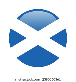 The flag of Scotland. Button flag icon. Standard color. Circle icon flag. 3d illustration. Computer illustration. Digital illustration. Vector illustration.