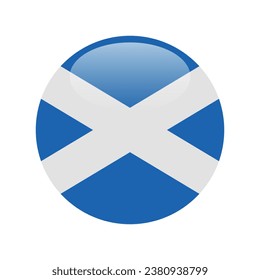 The flag of Scotland. Button flag icon. Standard color. Circle icon flag. 3d illustration. Computer illustration. Digital illustration. Vector illustration.